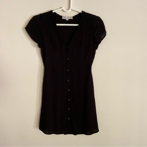 LOFT black a-line button dress - Picture 2 of 4